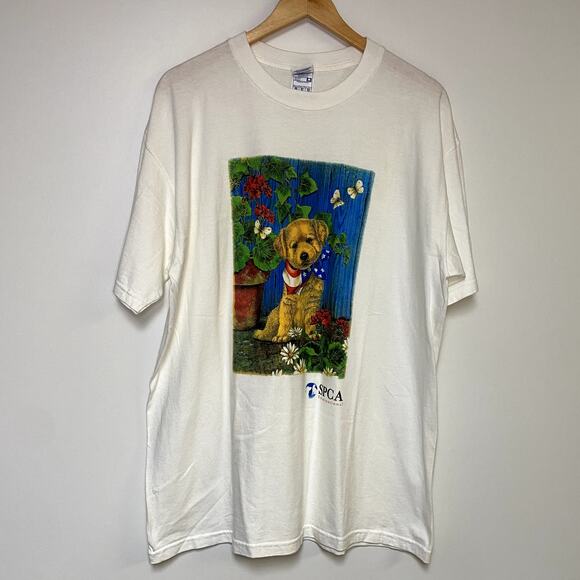 Vintage Dog Shirt 90s Golden Retriever T-Shirt SPCA Humane - Picture 1 of 2
